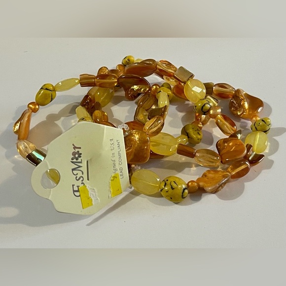 NWT Esmor Amber and Yellow Beaded Bracelet Set - Picture 3 of 3